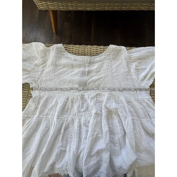 Free People Cotton Gauze Tiered‎ Trapeze Tunic Small oversized boho prairie - Image 8