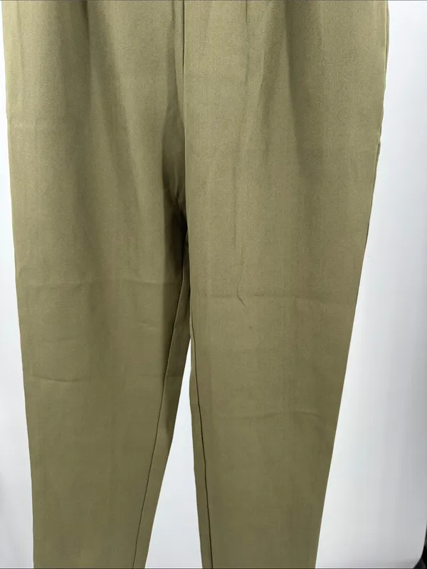 Lulu's Olive Green Tailored Pleat Trousers S office professional casual neutral - Image 6