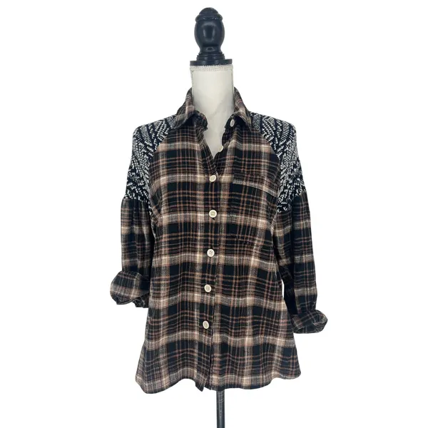 Free People Fireside Nights Plaid Button Down Shirt XS‎ - Image 2