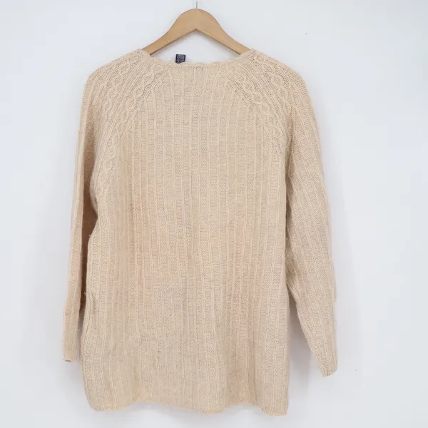 Vintage Gap Lambswool Angora Blend Sweater Cream Cable Knit Scalloped Neck S - Image 4