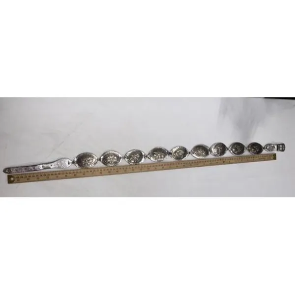 Vintage Y2K Silver Tone‎ Stamped Metal Boho Western Rodeo Concho Style Belt - Image 7