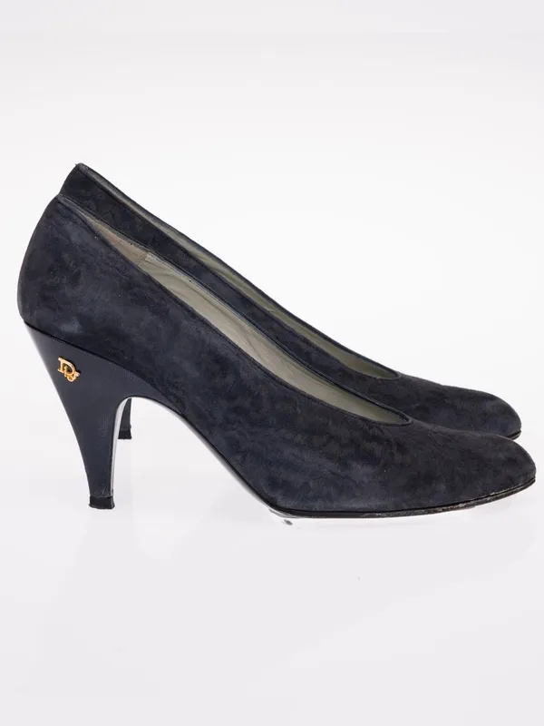 Christian Dior Souliers vintage white kitten chunk heels pink & purple bow - Image 3