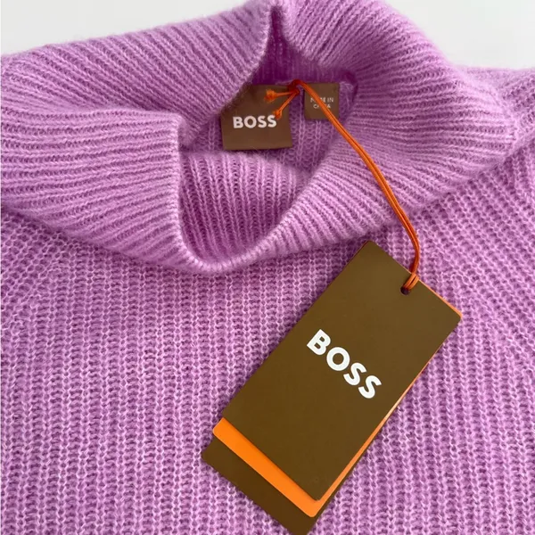 NWT Hugo Boss mock neck sweater‎ sz L light purple pink - Image 4