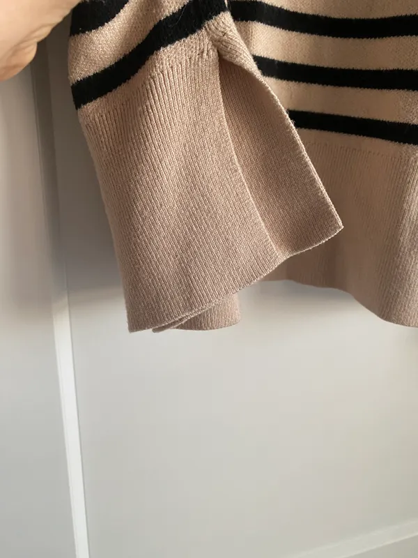 Etch new crew neck beige and black stripes sweater size XL - Image 7