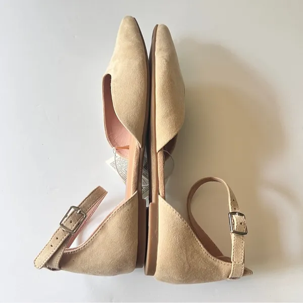 Old Navy Women's Pointy Toe Low Heel Ankle Strap Flats Desert Floor Sz 8 - Image 13