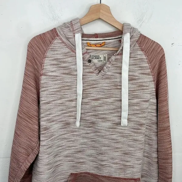FREE PLANET Knit Hooded Sweatshirt Hoodie Large - Image 4