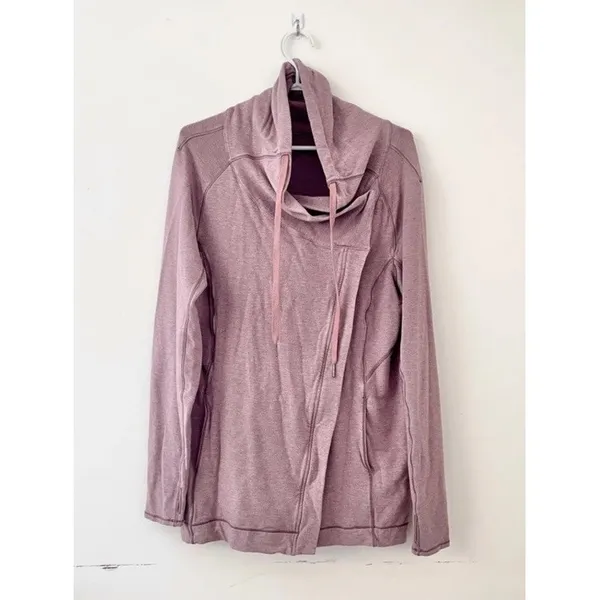 Lululemon Coast Wrap Heathered Mod Rose 8 Funnel Neck Jacket Button Cocoon - Image 4