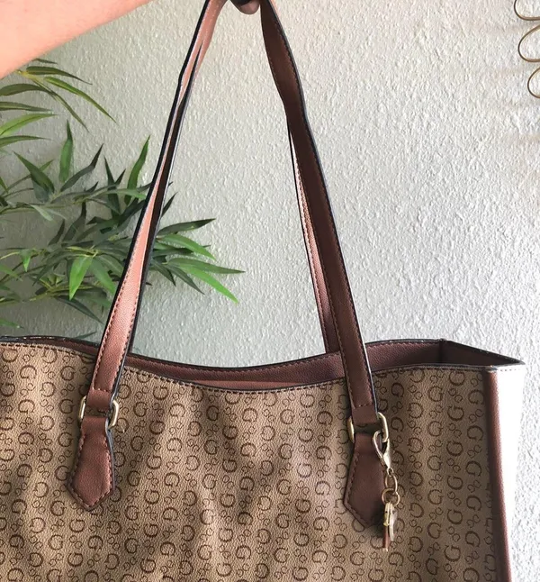 Guess brown and tan tote hand bag - Image 3