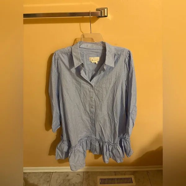 Anthropologie Sally Blue Striped Tunic Shirt Dress - Image 3