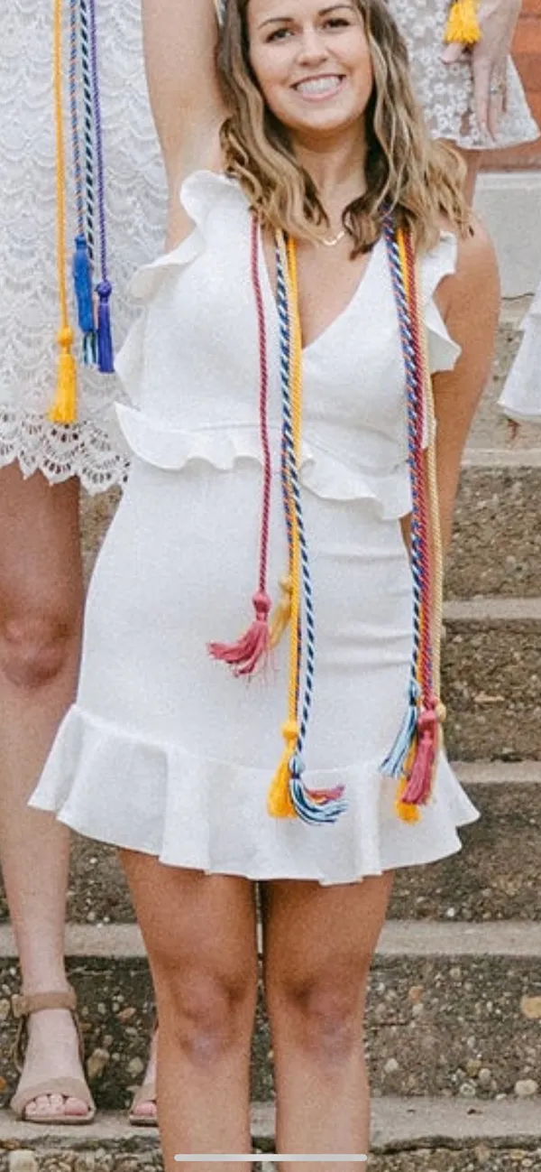 Open Back White Ruffle Dress Size M - Image 3