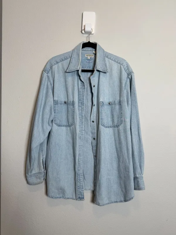 Ann Taylor Vintage Denim oversize Button up shirt - Image 3