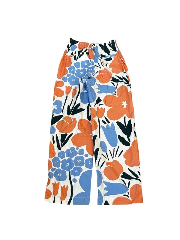 Marimekko x Uniqlo Wide Leg Pants High Waist Retro Abstract Floral Scandi-Chic - Image 8