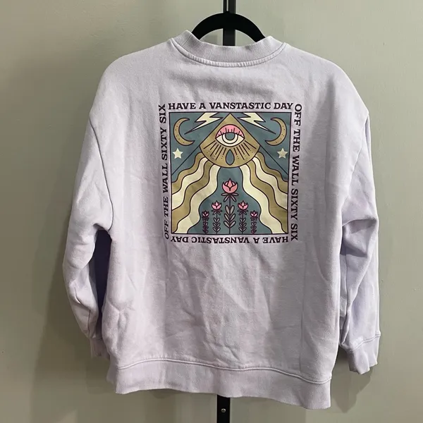 Vans Have A Vanstastic Day Sweatshirt Pullover Lavender Size XS - Image 2