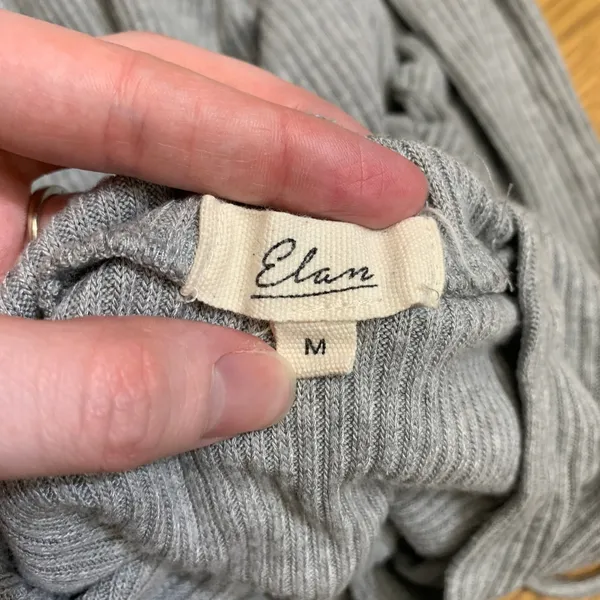 Elan Women Gray Ribbed‎ V Neck Hoodie Pullover Long Sleeve Casual Size Medium - Image 7