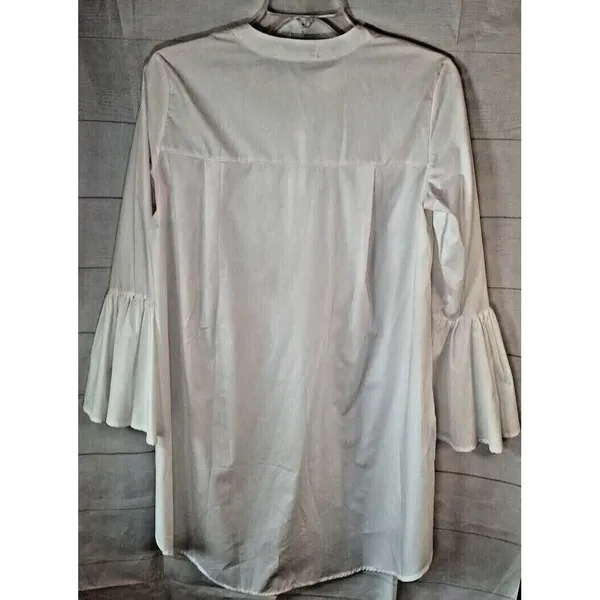 CoCo's Kiss‎ White Tunic/Dress Shirt Bell Sleeve Women's Size M Boho - Image 2