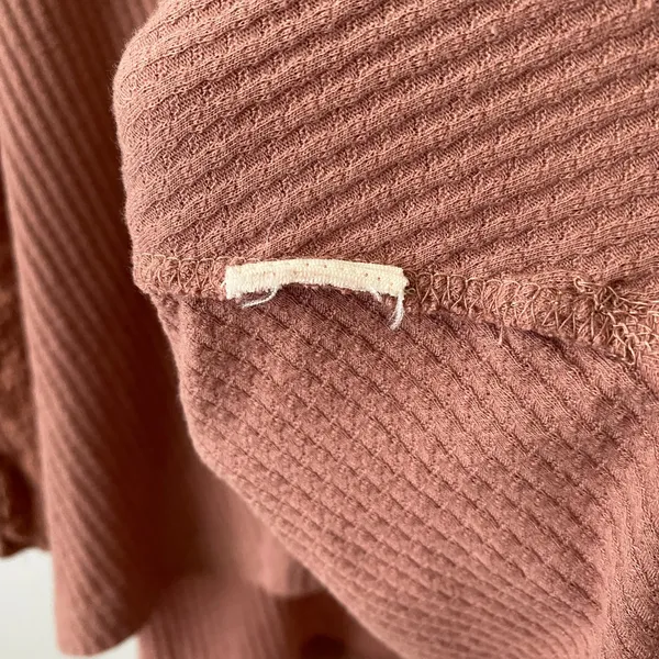Free People‎ XS Boho Top Eyelet Bell Sleeve Waffle Knit Shabby Peasant Blouse - Image 6
