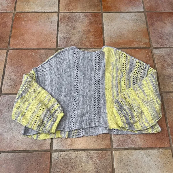 Free People Amethyst Marled Oversized Chunky Knit Sweater Size M Yellow/Gray - Image 8