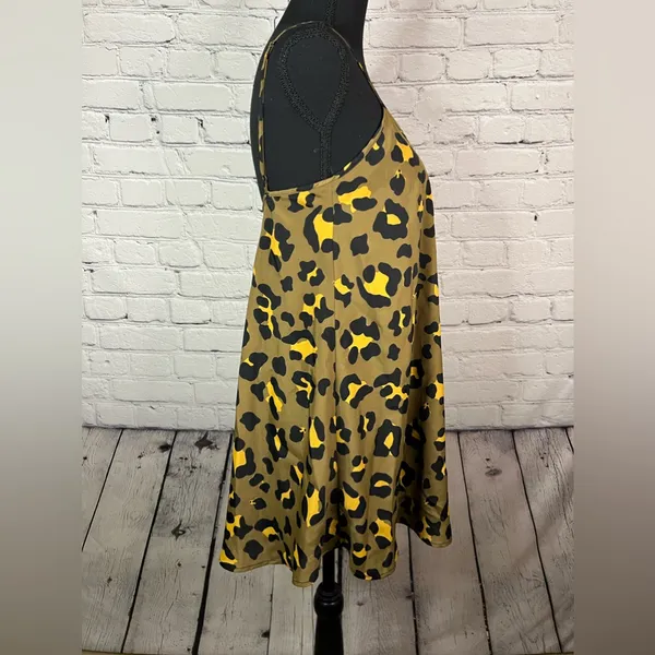 Show Me Your‎ Mumu Bella Mini Dress Golden Graham Animal Print Lined Size XS - Image 5