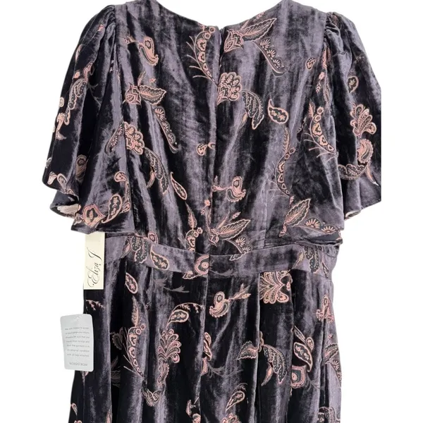 Eliza J Velvet Burnout Cape Sleeve Floral Paisley V Neck Dress Size 16 Feminine - Image 7