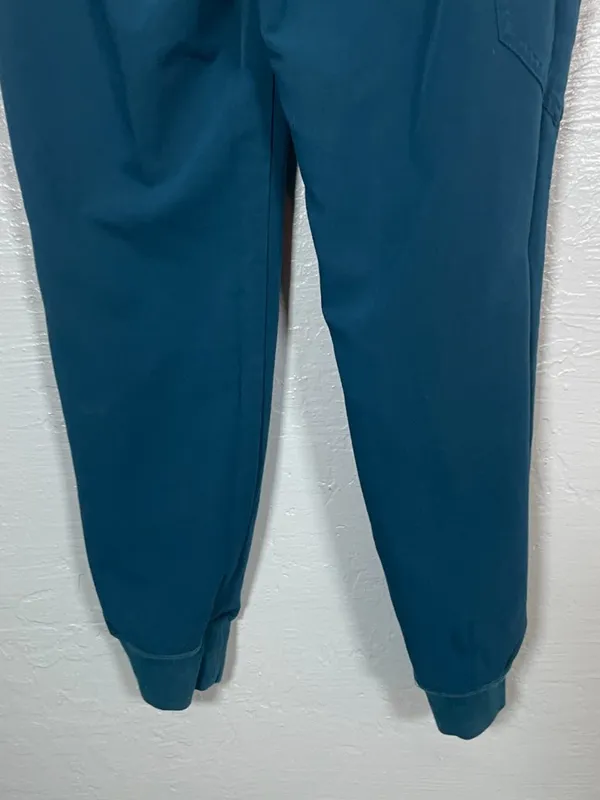 Figs Women S Teal Blue High Waisted Zamora Jogger Scrub Pants Pocket Stretch - Image 5