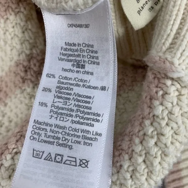 Madewell Womens M Striped Cotton Blend Sweater Beige & Pink - Image 4