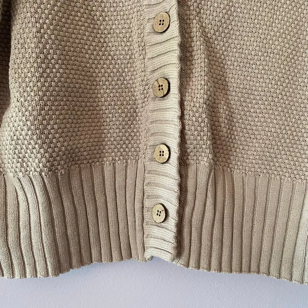 Free People Beach Cream Knit V-neck Cardigan Sweater Cotton Women's size Small - Image 5