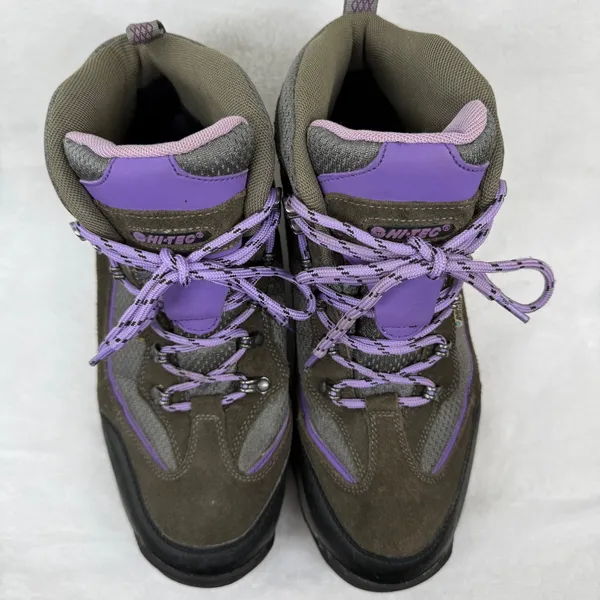 Hi-Tec Dri-Tec Waterproof Hiking‎ Boots Womens 11B Brown Purple Leather 9022 - Image 3