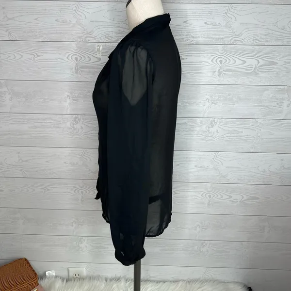 Stitches by Marjorie de Martino 80’s black sheer button up blouse size 9 - Image 2