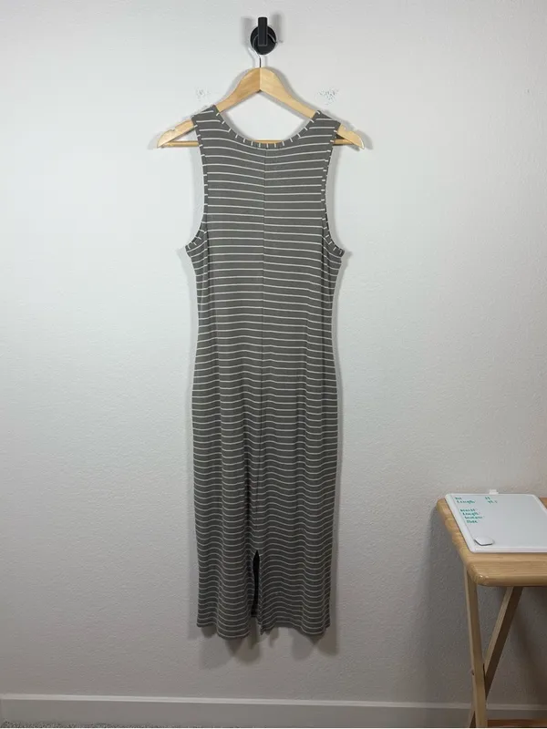 Marine Layer Women’s Lexi Rib Daytime Midi Dress in Green/Ivory Stripe L - Image 9