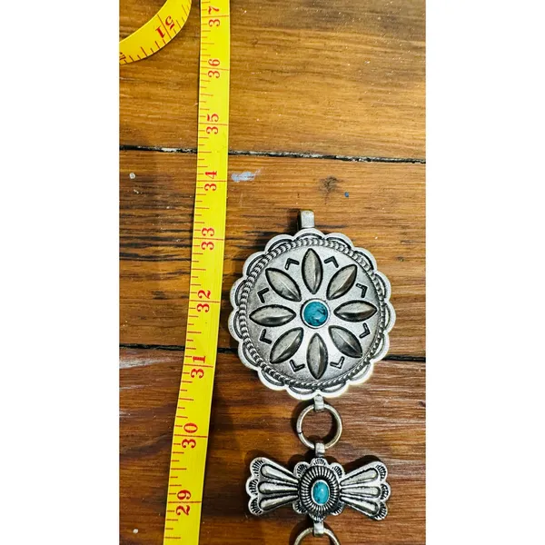 Western Concho Silver Color Turquoise Color Western Wear Belt Small/Medium - Image 5