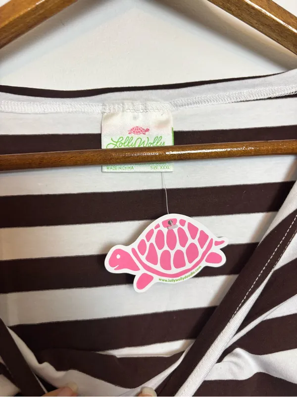Lolly Wolly Doodle NWT Brown & White Striped Boat Neck Top - Image 4