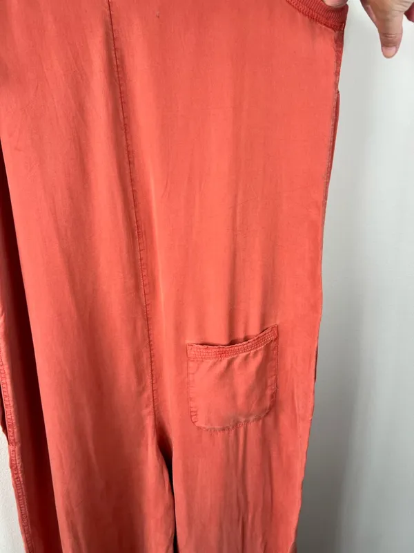 Anthropologie Saturday Sunday Ilene Button Front Jumpsuit Orange Pockets Fall Sm - Image 13