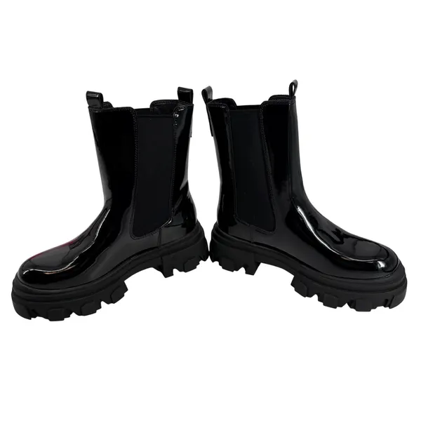 Dream Pairs Womens Black Patent Chunky Platform‎ Chelsea Lug Sole Boots Size 5.5 - Image 4