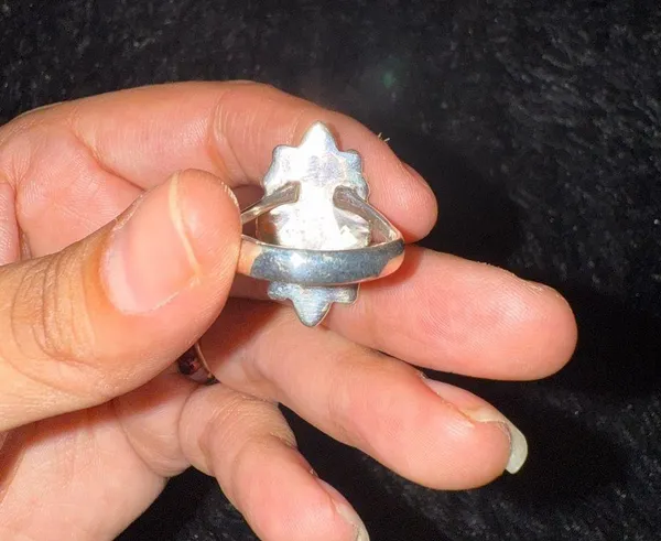 Elegant Silver and Blue Opal Ring - Image 4