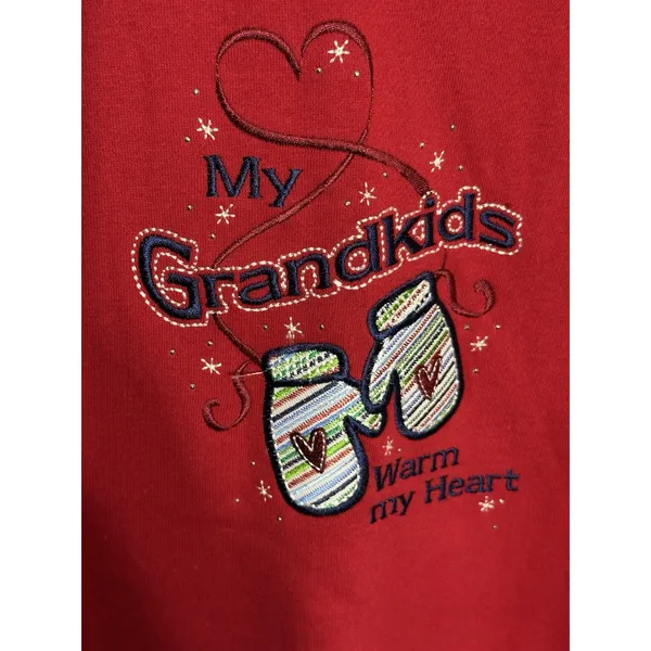 VINTAGE Grandkids Grandma Sweater Gift “My grandkids Warm My Heart” Women Medium - Image 3