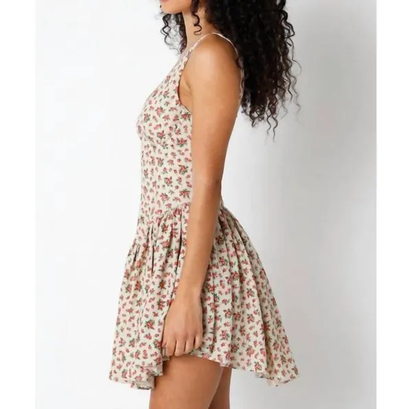 NWT Olivaceous Women’s Floral Print A-Line Dress Linen, Sz L - Image 2