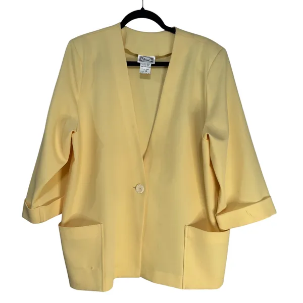 Frayne Womens Size 20 Light Yellow 3/4 Sleeve Blazer Jacket‎ Style 3465 - Image 2