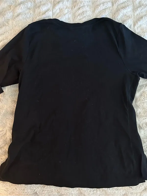 Lauren Ralph Lauren Black Boatneck Short Sleeve Tee Preppy Minimalist Basics - Image 9