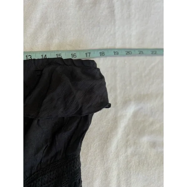 No Boundaries Black Strapless Lined Maxi Dress Size 2XL NWT Ruffle Crochet Detail - Image 6