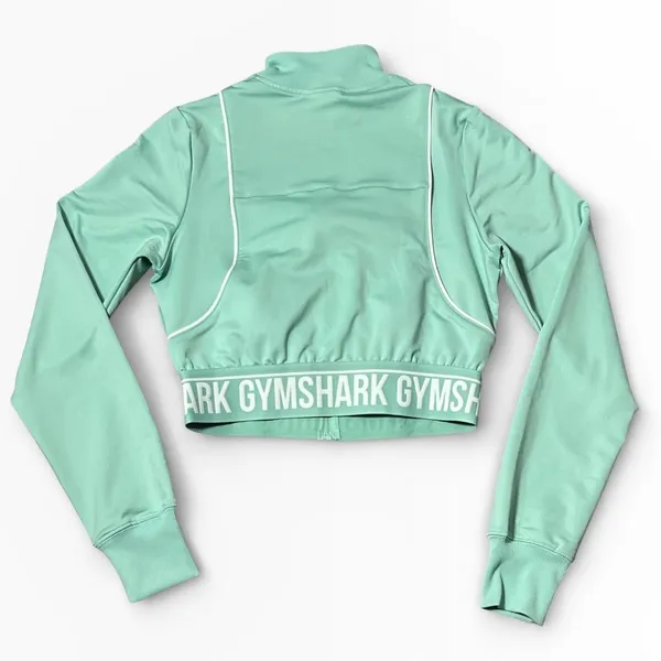 Gymshark Womens‎ XS Mint Green Cropped Track Jacket Full Zip B1A1P Athletic Yoga - Image 2