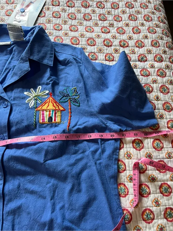 White Stag NWT Vintage 90s Tropical Embroidered Button Down Blouse size medium - Image 6