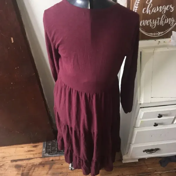 Z Supply S maroon layered modest lagenlook knit dress - Image 2
