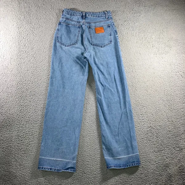 High Waist Straight Leg Jeans Women 25x28.5 Blue Retro Y2K Indie Released Hem - Image 2