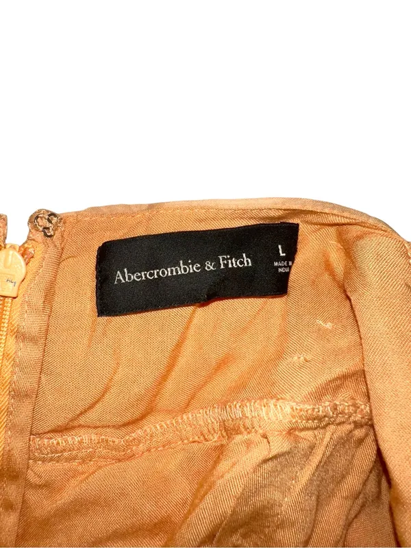 Abercrombie & Fitch Peach V-Neck Tiered Fit and Flare Mini Dress LARGE - Image 4