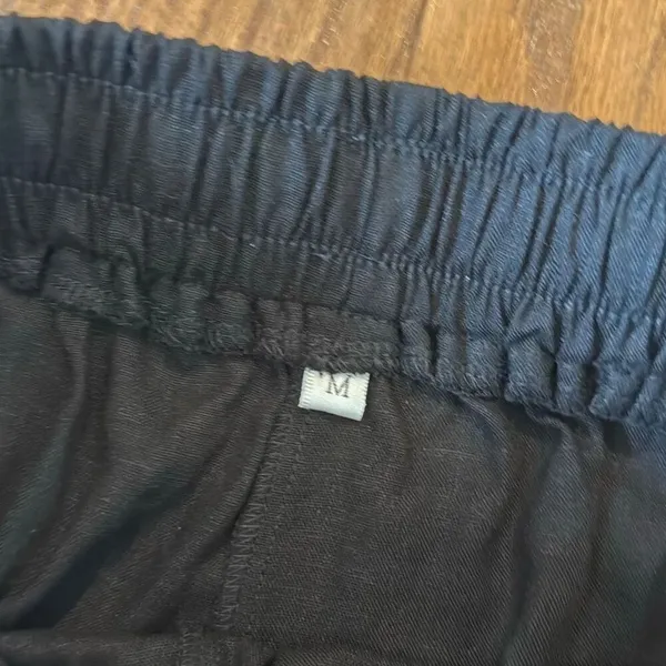 Amazon black high rise linen blend drawstring shorts M - Image 3