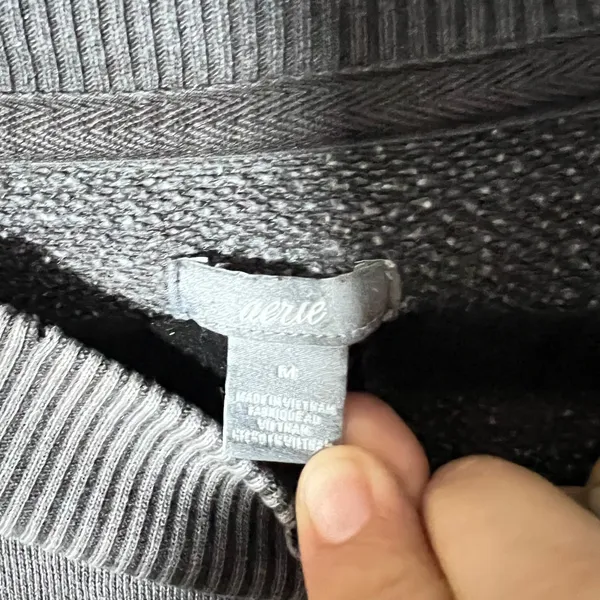 Aerie Oversized Crewneck Sweatshirt Medium Gray Distressed - Image 3