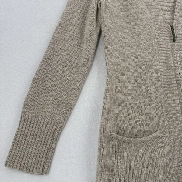 Cynthia Rowley Long Zip Cardigan M Beige Angora Wool Blend Duster Coastal Preppy - Image 7