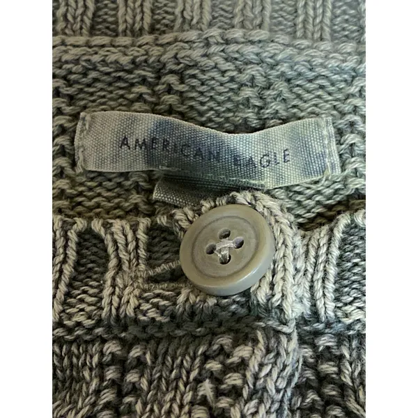 American Eagle Cable Knit Crew Neck Long Sleeve Button Cardigan Sweater Top Sz L - Image 3