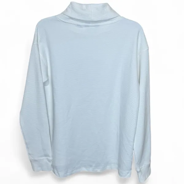 Lands' End Women's Long Sleeve waffle funnel neck top - white - Image 2