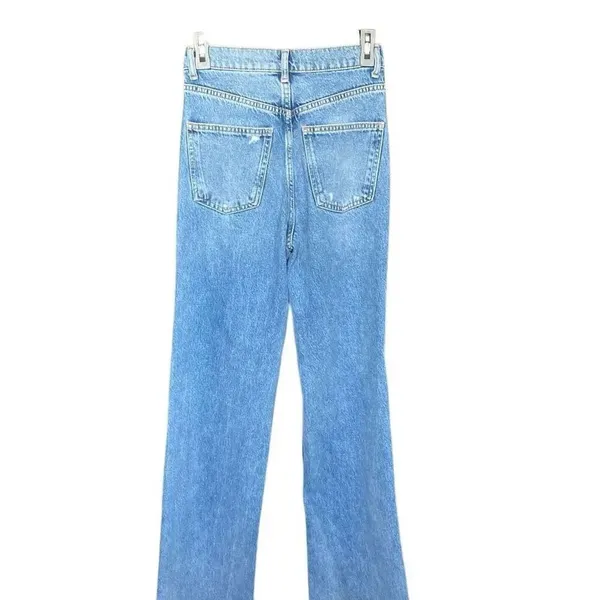 Zara The 90’s Full Length Medium Wash Distressed Raw Hem Jeans Sz 2/26 #765 - Image 8